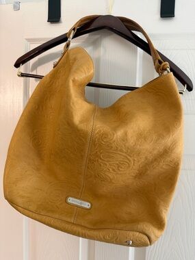 Cynthia Rowley Mustard Embossed Leather Hobo Bag
